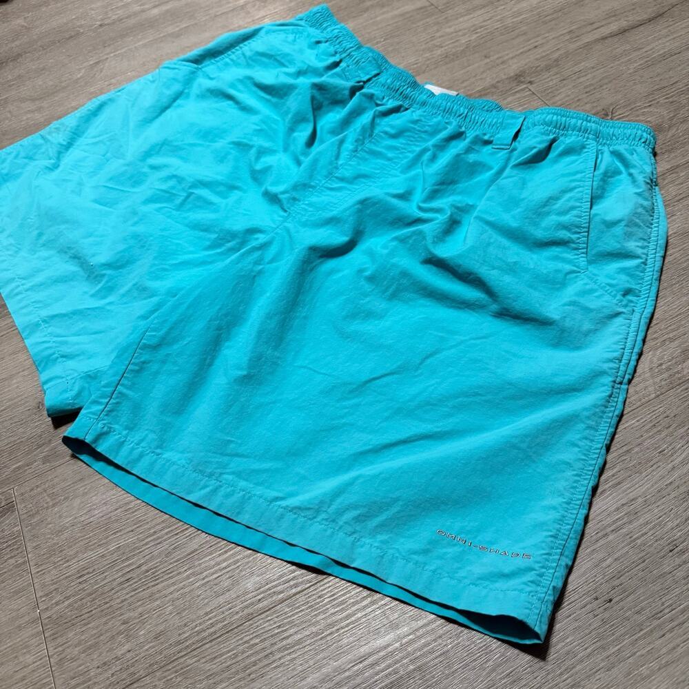 Columbia PFG XXL Fishing Shorts Omni-Shade Blue Nylon Swim Trunks Mesh Liner